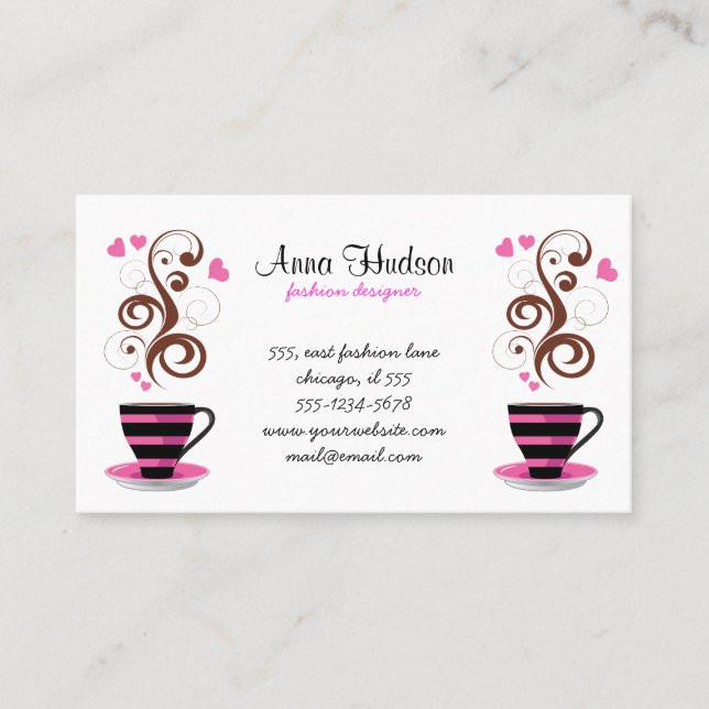 Kaffee-Cup, Black Coffee, Barista, Coffee Shop Visitenkarte (Vorderseite)