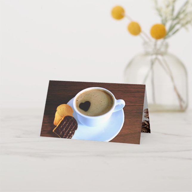 Kaffee Cup Cookie Heart Shaped Foam Geschenkkarte Platzkarte (Vorderseite)