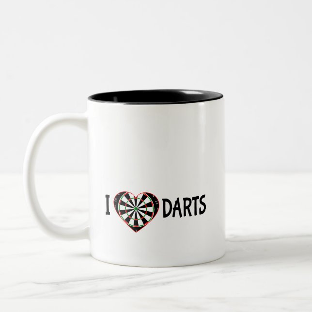 Kaffee Cup: Ich Liebe Darts Zweifarbige Tasse (Links)