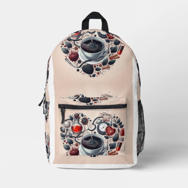 Kaffee-Cup in Herzform Gemütliche Atmosphärentasch Bedruckter Rucksack (Vorderseite)