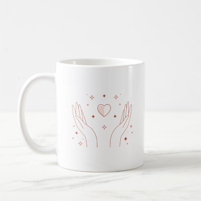Kaffee-Cup in Rotem Herz und Hand Kaffeetasse (Links)