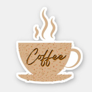 Kaffee-Cup & Kaffee-Text mit Herz-Aufkleber Aufkleber