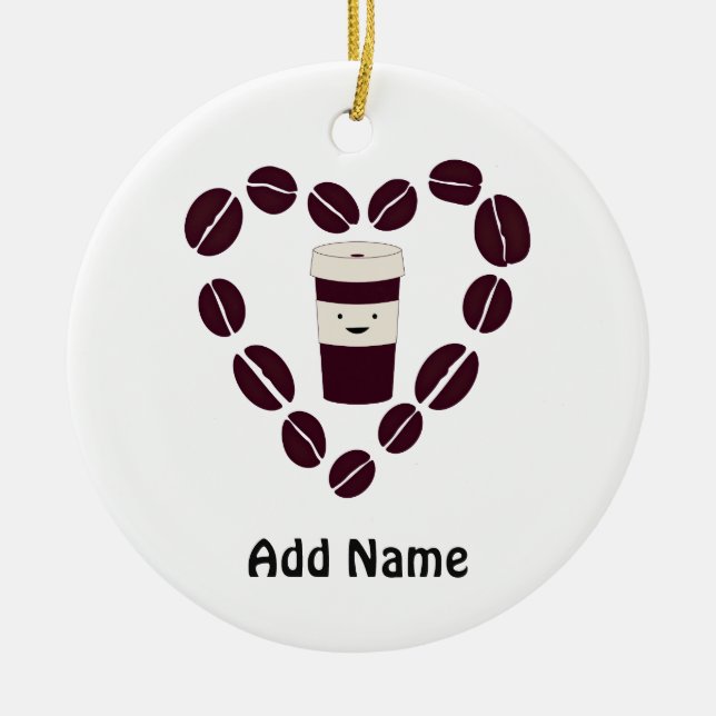 Kaffee-Cup-Liebe Keramik Ornament (Vorne)