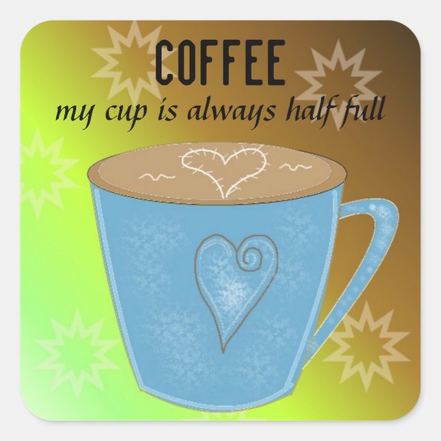 Kaffee-Cup mit Angebot Quadratischer Aufkleber (Vorderseite)