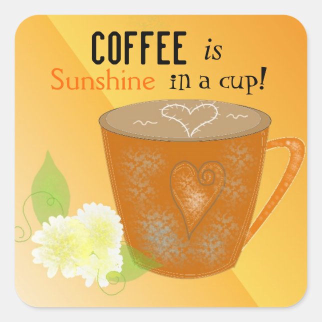 Kaffee-Cup mit Angebot Quadratischer Aufkleber (Vorderseite)