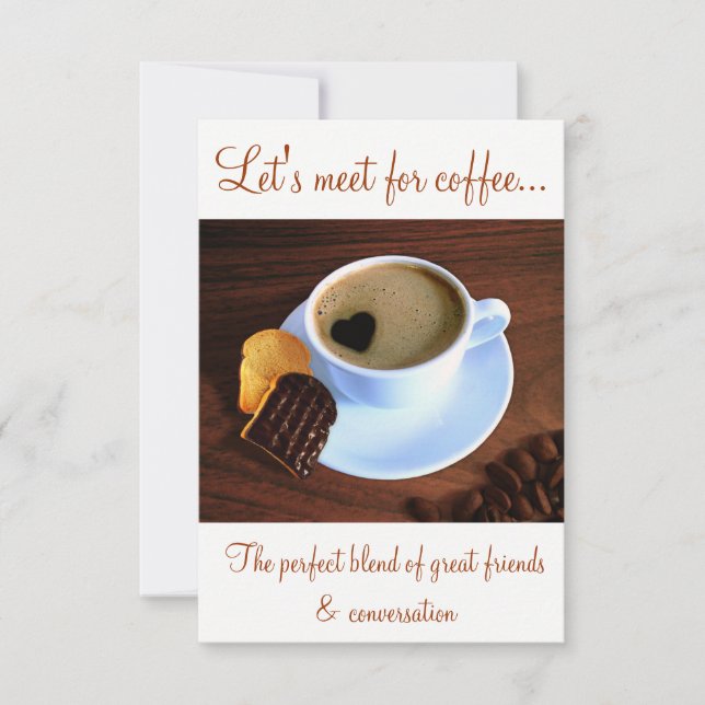 Kaffee-Cup mit herzenförmigen Schaumstoffen Einladung (Vorderseite)