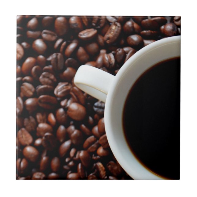 Kaffee-Cup mit Kaffee, Kaffeebohnen Fliese (Vorderseite)