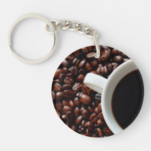 Kaffee-Cup mit Kaffee, Kaffeebohnen Schlüsselanhänger