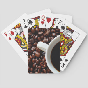Kaffee-Cup mit Kaffee, Kaffeebohnen Spielkarten