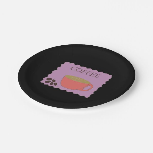 Kaffee-Cup mit Kaffeebohnen Pappteller (Schrägansicht)