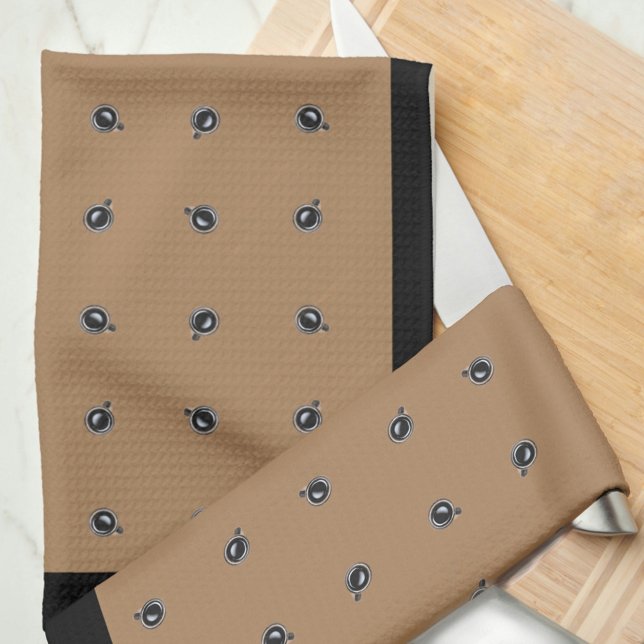 Kaffee-Cup Muster auf Tan Küchen Handtücher (Von Creator hochgeladen)