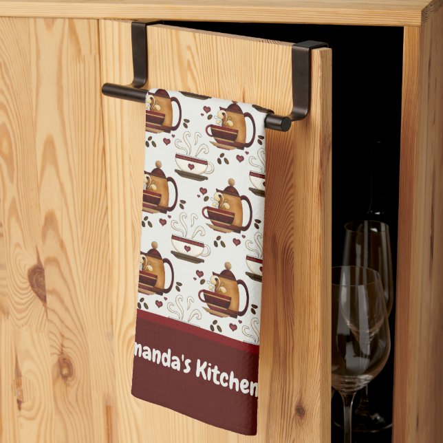 Kaffee Cup & Pot Pattern Küchentücher (Drittel gefaltet)