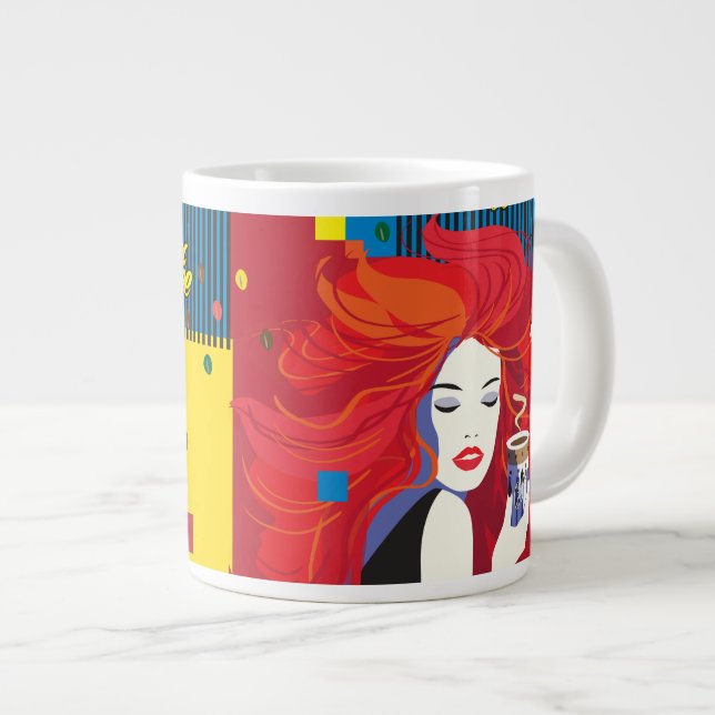 Kaffee Cup Schöne Mode POP-ART Trendy Jumbo-Tasse (Vorderseite Rechts)