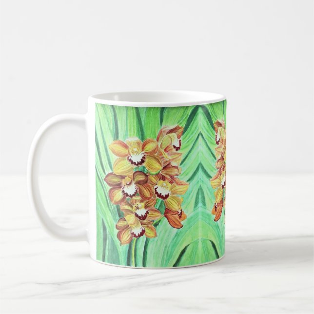 Kaffee-Cup-Tasse - Orange & Gelbe Orchideen Kaffeetasse (Links)