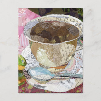 Kaffee Cup Torn Paper Malerei Collage Kunst Postkarte