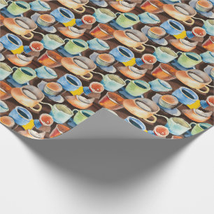 Kaffee Cups Abstraktes Aquarellmuster Geschenkpapier