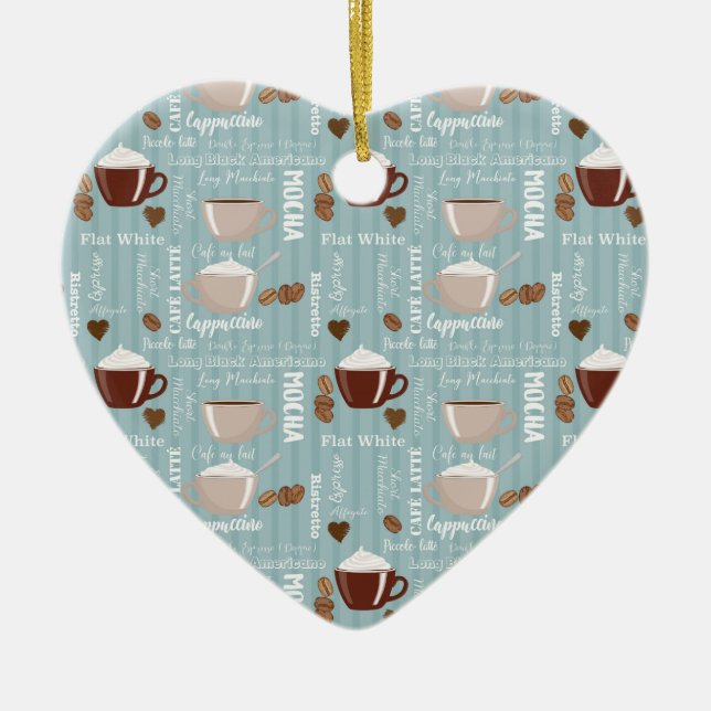 Kaffee Cups Blaue vertikale Linien Koffein Körner Keramik Ornament (Vorne)