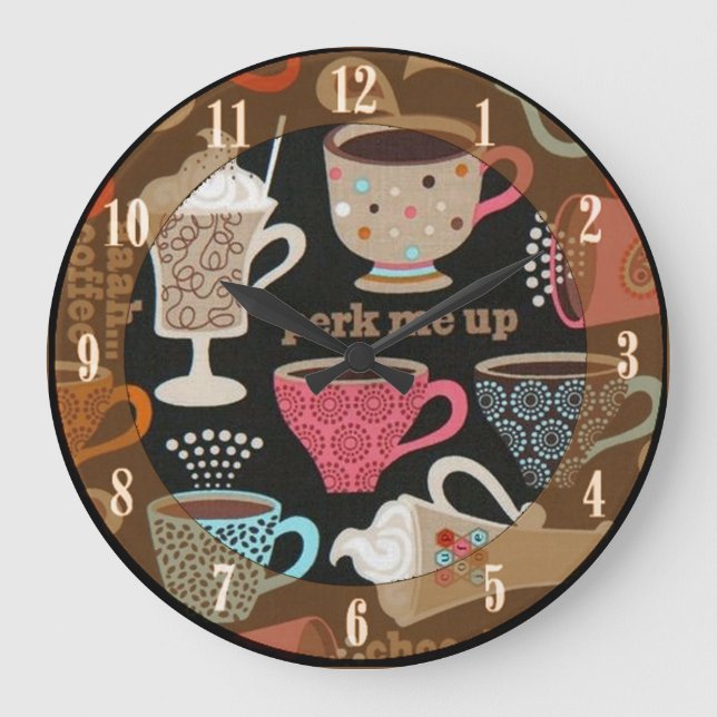 Kaffee Cups Café Wall Uhr (Vorderseite)