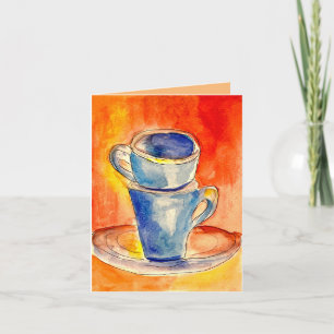 Kaffee Cups Grußkarte Original Wasserfarbe Karte