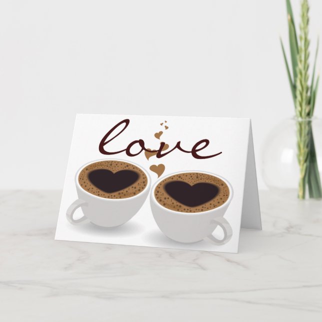 Kaffee Cups - Herzchen und Liebe Karte (Vorderseite)