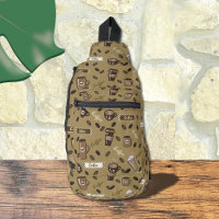 Kaffee Cups Muster Brown Sling Bag