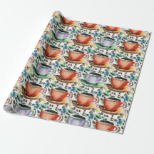 Kaffee Cups Wasserfarbenes Muster