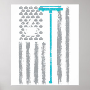 Kaffee-Curling- Vintage-USA-Amerikanische Flagge z Poster