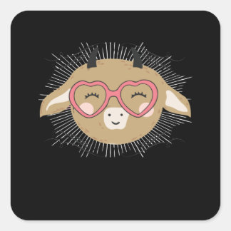 Kaffee dann Kühe Herz Quadratischer Aufkleber