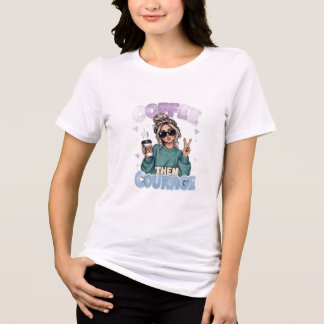 Kaffee Dann Mut Cute Trendige Mädchen-Empowerment Tri-Blend Shirt