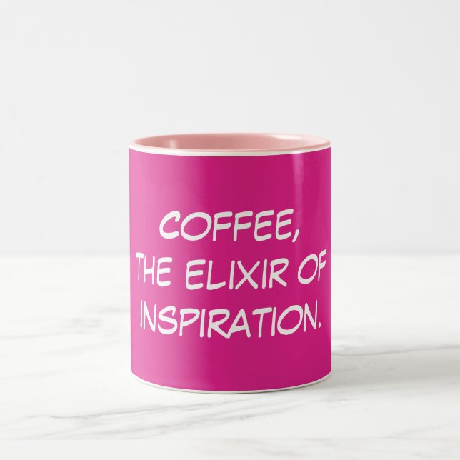 Kaffee, das Elixier der Inspiration Zweifarbige Tasse (Mittel)