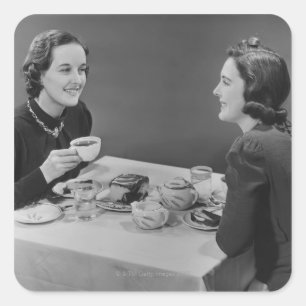 Kaffee-Datum Quadratischer Aufkleber