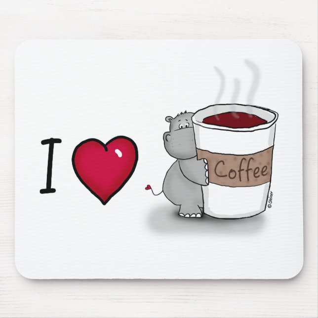 Kaffee der Liebe I - Flusspferd mit einer Schale Mousepad (Vorne)
