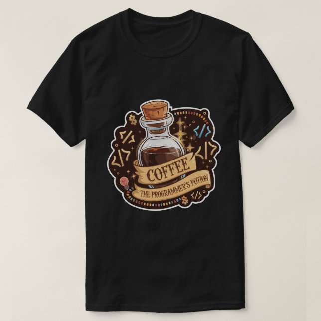 Kaffee Der Programmierer-Potion lustiger Entwickle T-Shirt (Design vorne)
