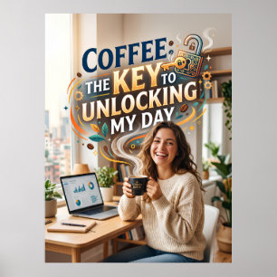 Kaffee, der Schlüssel zum Öffnen meines Tages Poster