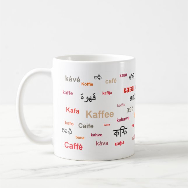 Kaffee der WeltTasse (im Rot) Kaffeetasse (Links)
