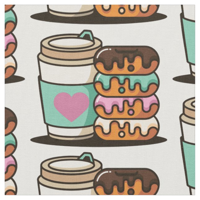 Kaffee-Donut-Lieblingsgewebe Stoff (Nahaufnahme)