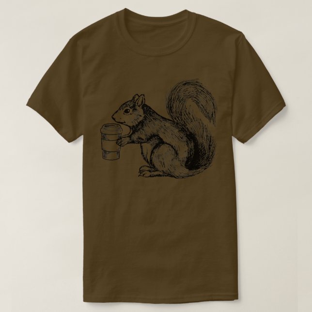 Kaffee Drink Eichhörnchen Funny Sketch T-Shirt (Design vorne)