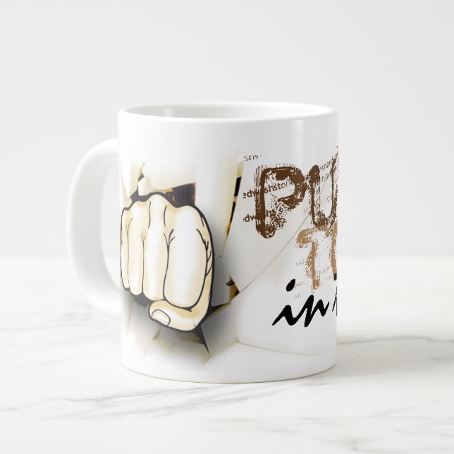 Kaffee. Durchschlag heute im Gesicht Jumbo-Tasse (Vorderseite Links)