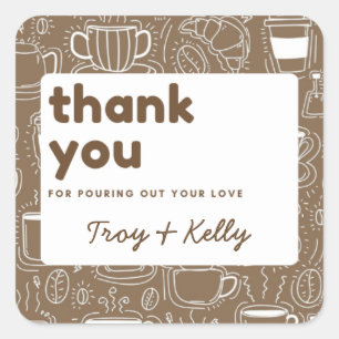 Kaffee-Duschparty-Geschenkaufkleber Quadratischer Aufkleber