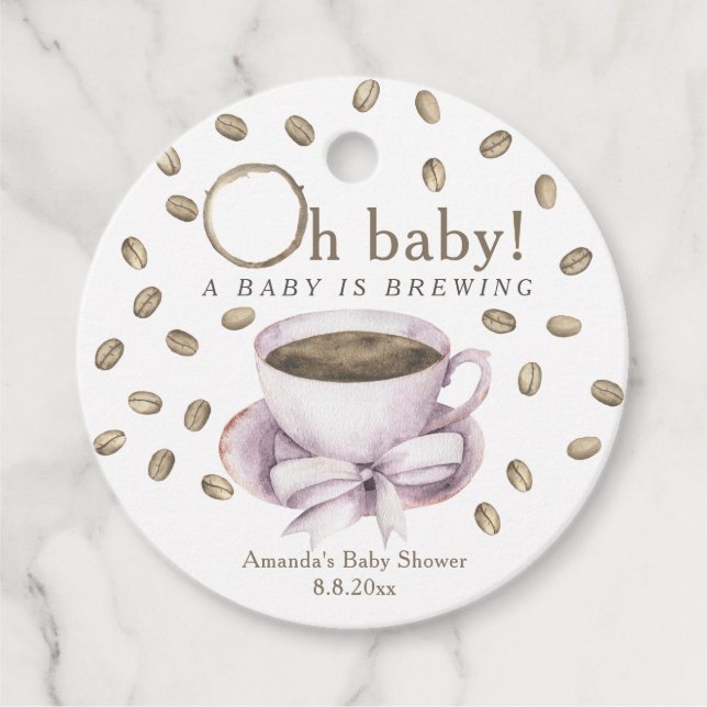 Kaffee Ein Baby braut Babydusche Geschenkanhänger (Vorderseite)
