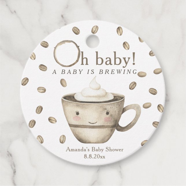 Kaffee Ein Baby braut Babydusche Geschenkanhänger (Vorderseite)