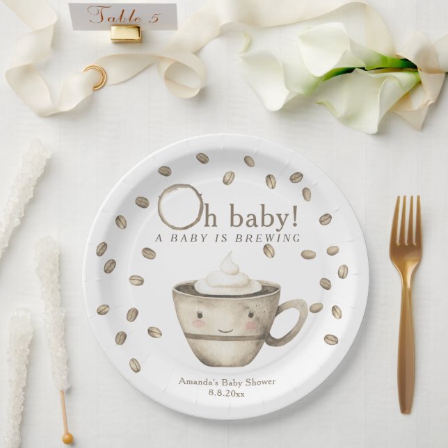 Kaffee Ein Baby braut Babydusche Pappteller (Hochzeit)