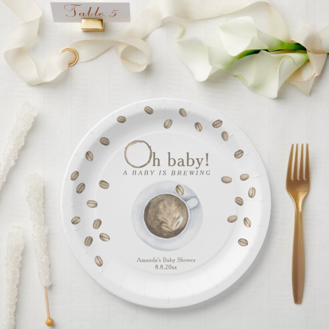 Kaffee Ein Baby braut Babydusche Pappteller (Hochzeit)