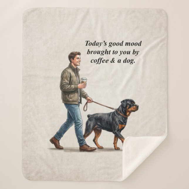 Kaffee & ein Rottweiler Kuscheltag Sherpadecke (Vorderseite)