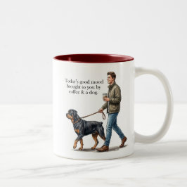 Kaffee & ein Rottweiler machen den heutigen Tag be Zweifarbige Tasse