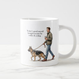 Kaffee & ein Schäferhund beginnen den Tag richtig Jumbo-Tasse