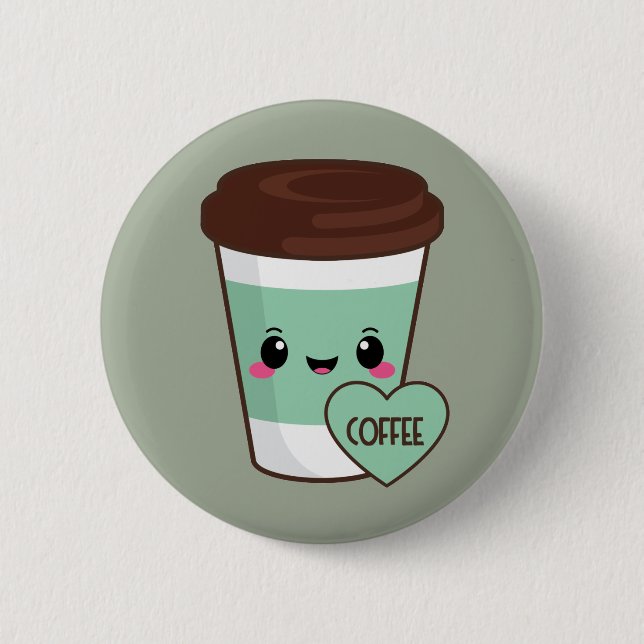 Kaffee Emoji Liebhaber Button (Vorderseite)