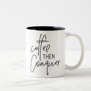 KAFFEE EROBERN DANN modernes Chic handlettered Zweifarbige Tasse
