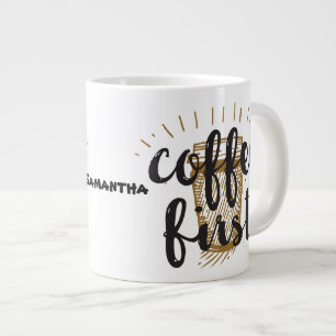 Kaffee Erst Handgeschriebene Kalligrafie-Typografi Jumbo-Tasse