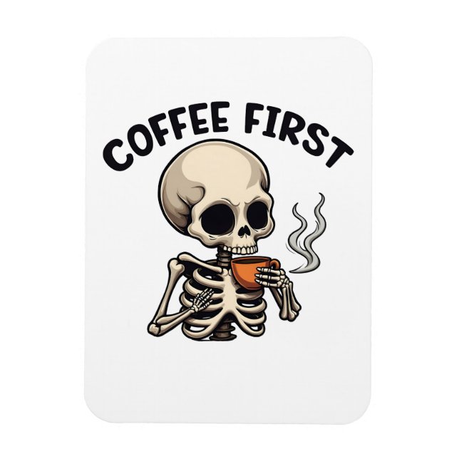 Kaffee Erste Spooky Halloween Skelett Koffein Magnet (Vertikal)